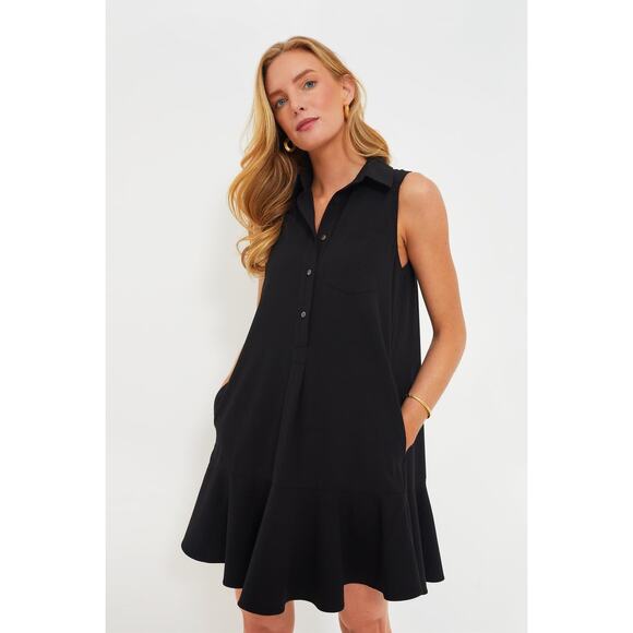 TUCKERNUCK Black Crepe Sleeveless Callahan Shirt Dress Size M NWT - Picture 6 of 7